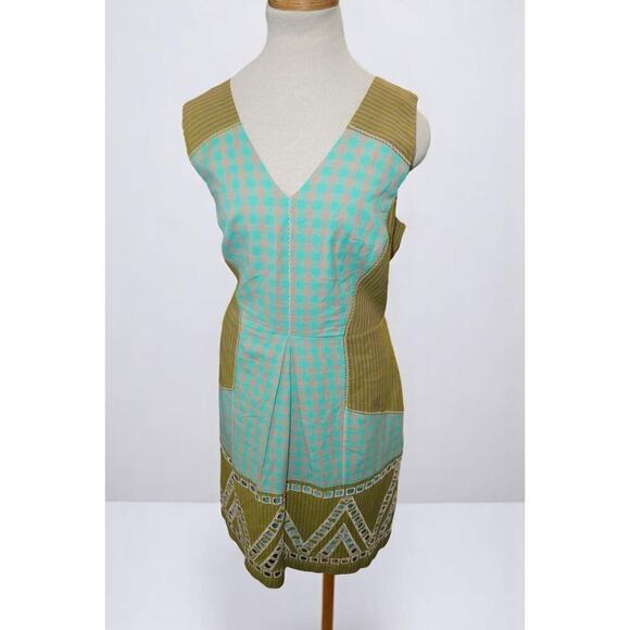 HD in Paris by Anthropologie Geometric Checkered Embroidered Dress – Size 12 - Picture 1 of 10